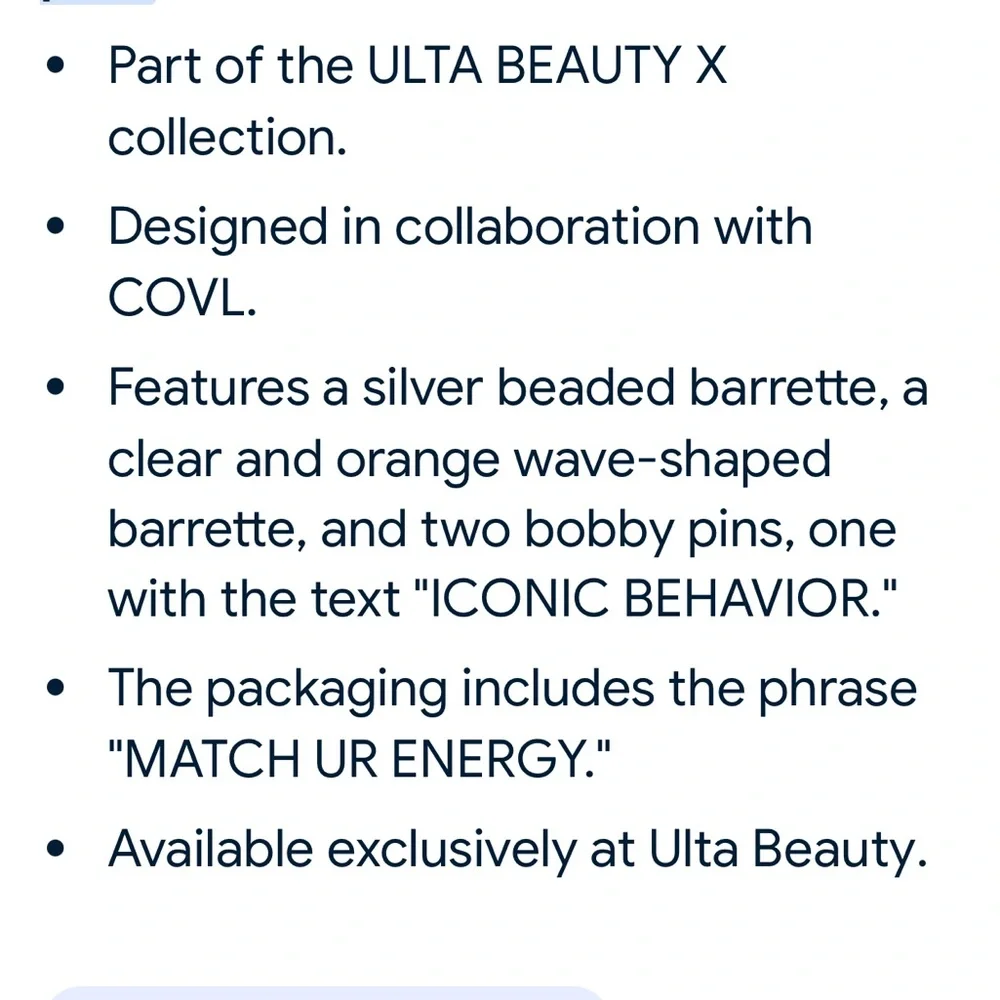 NIB Ulta X Covl Collab Ltd Edition 4-PC Hair Set Barrettes Hair Clips